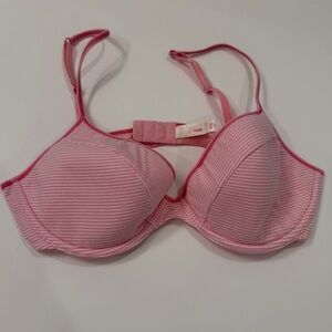 36C Victoria’s Secret Pink Striped Demi Underwire Cotton Bra